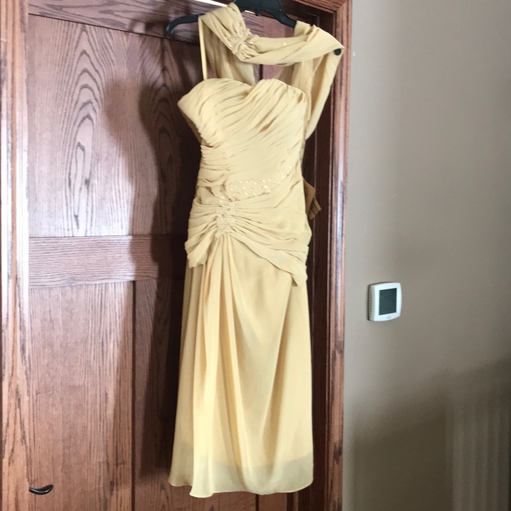 Formal strapless dress with matching scarf